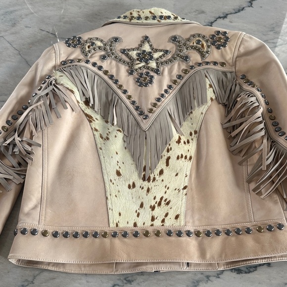 Double D Ranch Cowpoke U Leather Jacket With Fringe - Picture 9 of 12